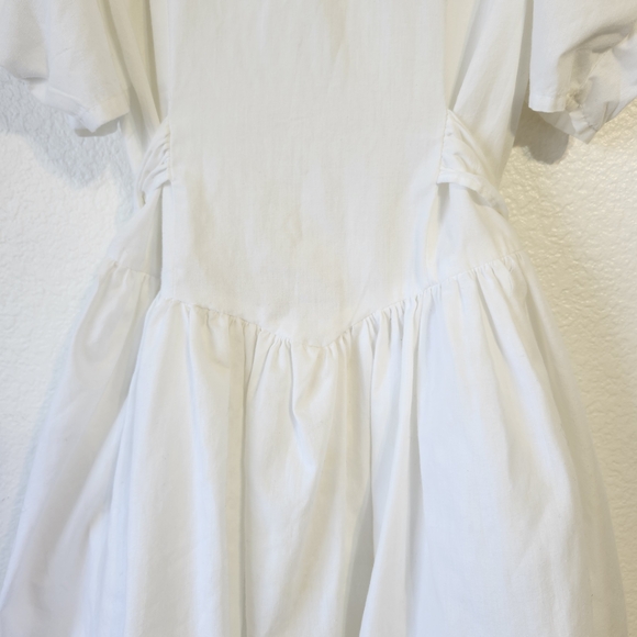VINTAGE EASTER Spring FIRST COMMUNION British Yoke Collar Puff Sleeve Dress - Picture 3 of 8